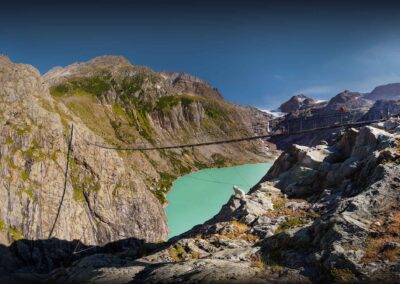 pies na tle pięknego górskiego krajobrazu